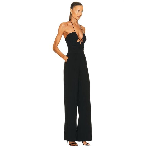SIMKHAI Gala Plisse Cut Out Jumpsuit in Black 2 Small New Womens Outfit - Picture 5 of 17